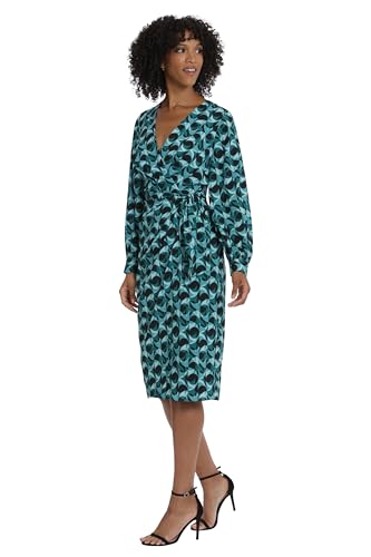 Maggy London Women's Wrap Tie Midi, Long Sleeve Tuxedo Dress Wear to Work2