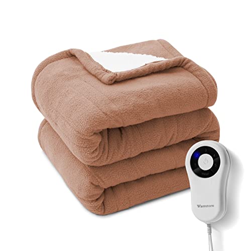Electric Throw Blanket With 5 Heating Levels & 4 Hours Auto Off, Sherpa & Polar Fleece Heated Throw Blankets 50"×60", Etl Certified And Machine Washable, For Home&Office Use (Camel) #TOP17