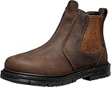 KEEN Utility Women's San Jose Chelsea Alloy Aluminum Toe 90 Degree Heel Pull On Work Boots, Cascade Brown/Black, 11