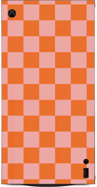 Skinit Decal Gaming Skin Compatible with Xbox Series X Digital Edition Console - Orange Checkered Design