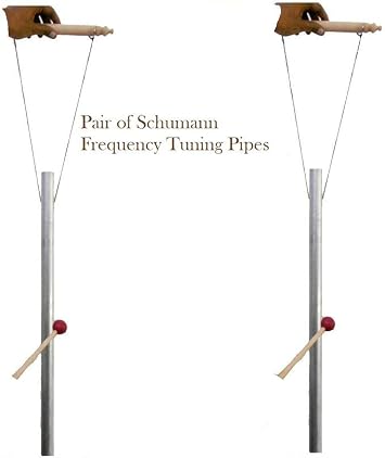 A Pair Schumann Tuned Pipes with Hand Stand to give 7.83 Hz Frequency of Earth Nature Lightning with 2 Mallets Louder Than Tuning Fork