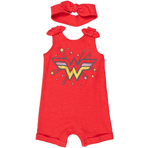 DC Comics Justice League Wonder Woman Snap Romper and Headband Newborn to Toddler