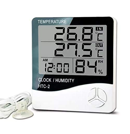 Digital Thermometer and Hygrometer : Indoor Temperature and Humidity Monitor with LCD Display and Built-in Clock for Home, Office, and Greenhouse Monitoring. (Model No. HTC-2)-image-16