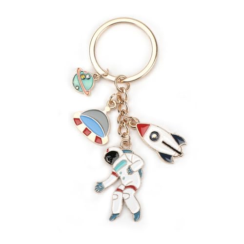 Tranbath Llavero personalizado hecho de acero inoxidable con colgante de avión de cohete de astronauta, regalo creativo para buenos amigos, madres y mujeres especiales, regalos para hermanos, plata, S