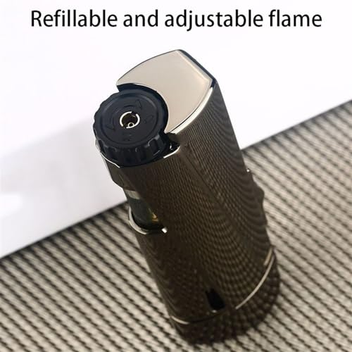 Soplete encendedor de butano con triple llama ajustable para barbacoas, camping y hogar 5