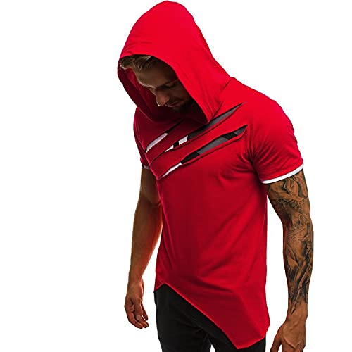 Mens Zip Up Hoodies Men's Pure Color Hoodie Sport Short Sleeve Shirt Top Blouse Zipper Hoodies XL3