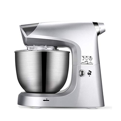 Standmixer, 1000-W-Küchenmixer mit 6-Gang-Steuerung, 5-l-Edelstahlschüssel, Teighaken, Schneebesen, Schläger, Spritzschutz