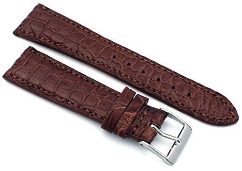 Bracelet montre alligator véritable 20mm marron femme look vintage
