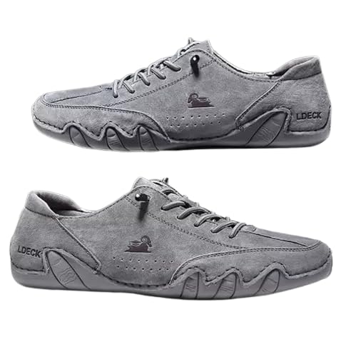 Mens Boots Soft Casual Leather Boots Lace-Up Anti Slip Walking Shoes (Grey, 7) (B0D331KPQQ) Amazon Price History, Amazon Price Tracker