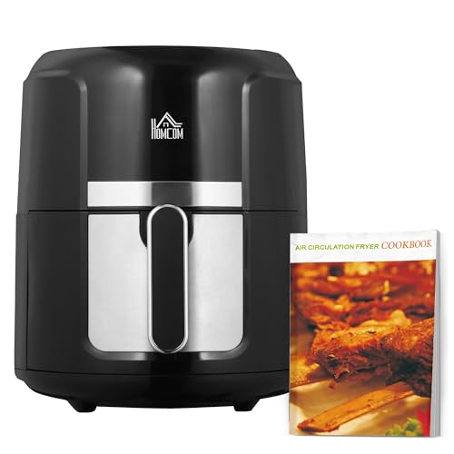 HOMCOM 4L Air Fryer, 1300W Air Fryer Oven with Digital Touch Display, Rapid Air Circulation, 12 Cooking Programs, Adjustable Temperature, Timer, Nonstick Basket for Oil Less or Low Fat Cooking, Black