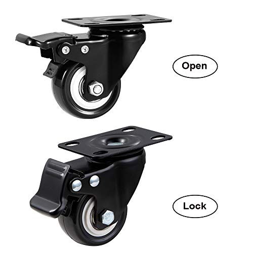 Image of 2 Inch Caster Wheels, Casters Set of 8, ASHGOOB Casters with Brake Heavy Duty, Industrial Locking Swivel Top Plate Castor Wheels for Workbench /Furniture /Cart.