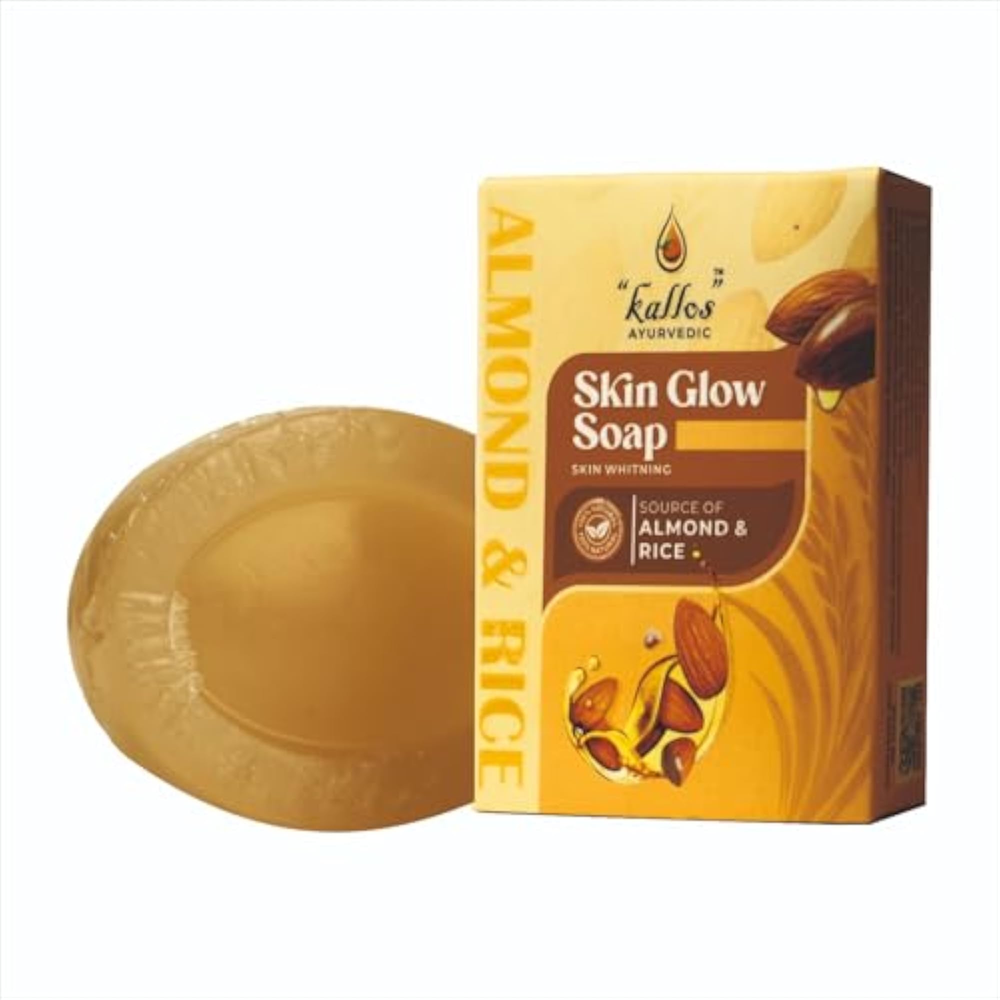 Almond & Rice Skin Glow Soap, Natural Herbal Bathing Bar