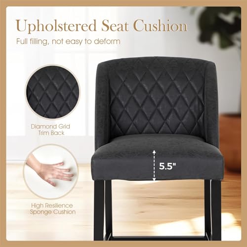 Butacos de altura para barra Sophia & William, juego de 4 unidades, con estructura de madera sólida y asiento tapizado en cuero sintético, diseño moderno para isla de cocina miniatura 4