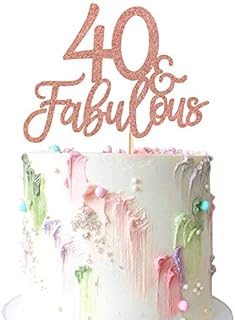 3Pcs 40 & Fabulous Cake Toppers 40 and Fabulous Cake Toppers for Happy 40th Birthday Cheers to 40 Party Decorations 40 Anniversary Birthday Cake Decorations Supplies