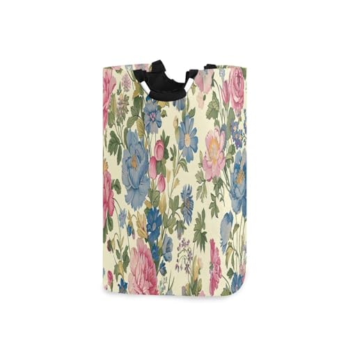 Jihqo Laundry Hamper Basket Vintage Floral Collapsible Nursery Storage Bin Waterproof Clothing Baskets for Home Bedroom Bathroom Washing Room