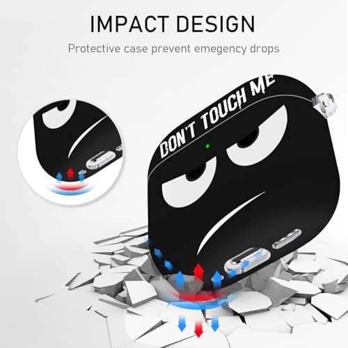 Image of for Apple Airpods 4th Generation Case Cover(2024),Don't Touch Me for Airpods 4 Cover with Keychain /Lanyard Soft Cute Shockproof Covers for Women Men Compatible AirPod 4 Case,Black