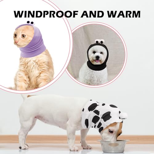 Image of SAWMONG Dog Calming Hoodie Ear Head Covers for Noise Fireworks,No Shake Ear Wraps for Anxiety Relief,Dog Ear Muffs Dog Hematoma Ear Wrap Pet Grooming and Force Drying Dog Ear Protector,Purple,L