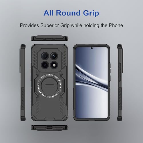Image of amazon basics Back Case Cover for Poco M8 5G | Magnetic Case with Built-in Metal Ring | Supports MagSafe Charger, Wallet & Car Mount | Shockproof Hybrid PC + TPU | Black