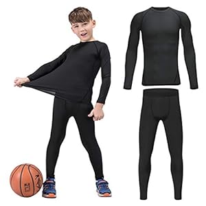 HOPLYNN Youth Boys’ Compression Underwear Leggings Athletic Shirt Tights Top Base Layer Set Sports Youth for Kids