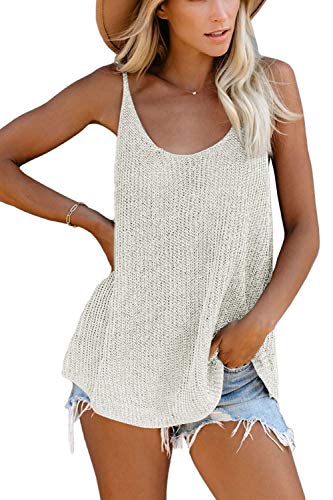 SMENG Women Summer Sexy Sleeveless Lace Details Knitted Vest Blouse Casual Slimming Cami Tank Tops Plus Size Clothes Underwear Plain White T Shirt UK 20-22 steampunk buy now online