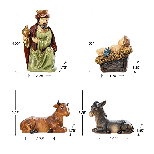 Image of Glitzhome 11Pcs Resin Nativity Figurines Set Christmas Nativity Set Tabletop Scenes Decor, Christian Nativity Scene Indoor Xmas Nativity Collectible Figurines Miniatures Statues Ornaments 8 inch x 20.75 inch
