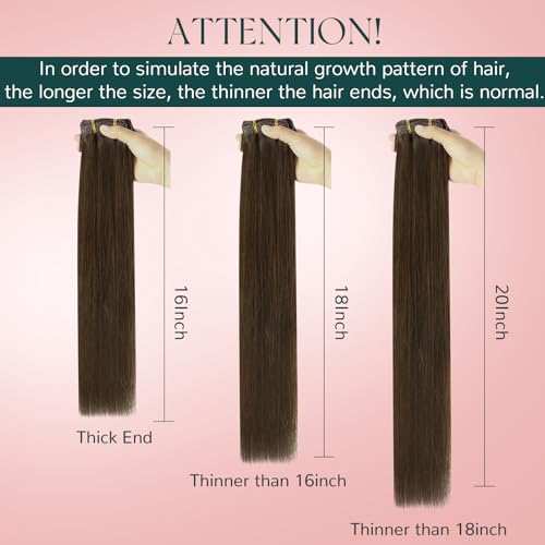 Easyouth Clip in Hair Extensions Human Hair Brown Clip in Extensions Medium Brown Soft and Smooth Clips on Hair Extension for Women 18 Inch 7Pcs 120G by Easyouth - Image 7