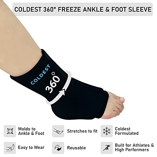 Coldest Ankle Foot Ice Pack Wrap 360, Cold Ice Gel Pack With Adjustable Brace For Sprained Ankles, Plantar Fasciitis, Achilles, Tendonitis, And Swelling Feet, Freezable And Reusable (Large) #TOP1