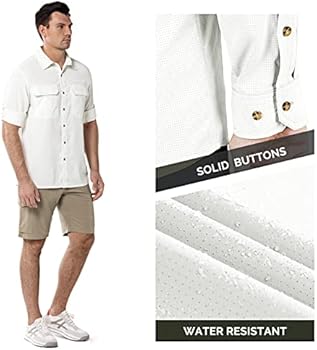 33,000ft Functioneel overhemd voor heren, UPF50 uv-bescherming, lange mouwen, ademend, button-down-hemd, outdoor, sportief vrijetijdshemd, vishemd voor mannen, helder legergroen, 3XL
