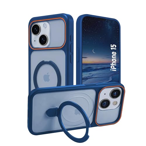 Image of AIBEX Protective OStand Case Compatible for Apple iPhone 15 MagSafe Compatible | Slim Shockproof Back Cover with Camera Lens Protection, Strong Magnetic Support & Anti-Slip Grip | Military Grade