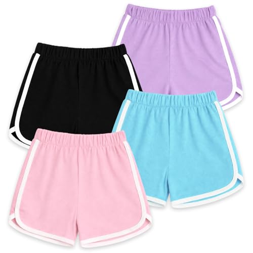 Image of Kuchipoo Girls Cotton Solid Shorts | Soft & Breathable Fabric | Elastic Waist | Casual Summer Wear | Pack of 4