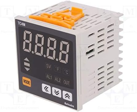 Ġenb view of the AUTONICS TC4M-14R Temperature Controller with mounting clips.