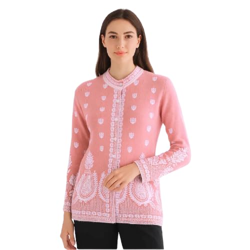 Premium Woolblend Winter Cardigan for Women | Warm Full Sleeve Buttoned Sweater | Kashmiri Pattern Woolen Cardigan-image-47