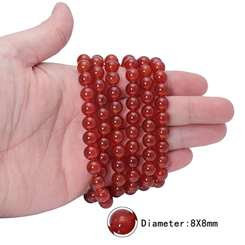 Nupuyai Carnelian 8mm Round Crystal Stone Beads for Jewelry Making DIY Bracelet Necklace Polished Stone Loose Beads Strand 15" - Image 2