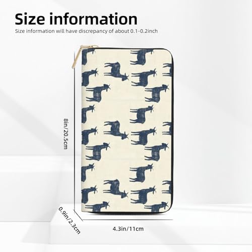 Rustic Goat Silhouette Print Wallet Women, Leather Bifold Multi Card Wallet, Long Purse Women's Wallets2