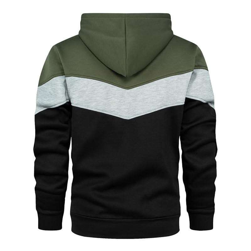 Men's Novelty Color Block Hoodie with Pocket Long Sleeve Pullover Fleece Casual Sweatshirt2