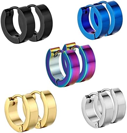 Piercing Acciaio Chirurgico Set 15 Orecchini In Acciaio Chirurgico - Cerchietti, Zirconi, Ipoallergenici Orecchini Finti Uomo - Foto 12