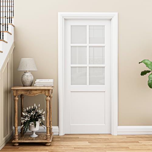 6-Lite Frosted Glass Door Slab Interior White Primed Solid