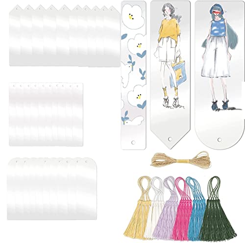 60 Pcs Acrylic Bookmark Blanks With Colorful Tassels Transparent Bookmarks Bulk Bookmark Blank Clear Bookmark Crafts Book Marks For Diy And Gift Tag #TOP3