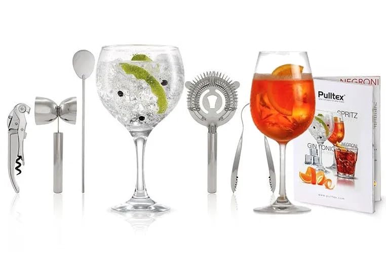 Lot de 5 cocktails en acier inoxydable, tire-bouchon, jigger, mixeur, fraise et pince, avec livre de recettes