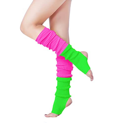 Image of v28 Women's Neon Knit Leg Warmer for 80s Party Dance Sports Yoga