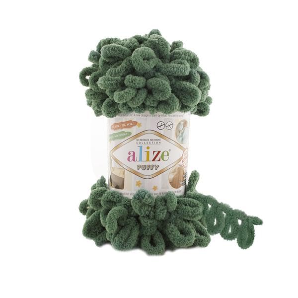 Alize Puffy Baby Big Loop Blanket Yarn 100% Micropolyester Soft Wool Each Ball 100g 9m - 532 Pine Green