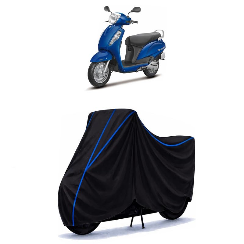 Image of Scooty Cover Water Resistant for Access 125 Disc | Universal Scooter & Bike Cover | Heavy Duty UV Dust, Rain & Scratch Protection | Elastic Fit All Weather Indoor Outdoor | Black with Blue Piping