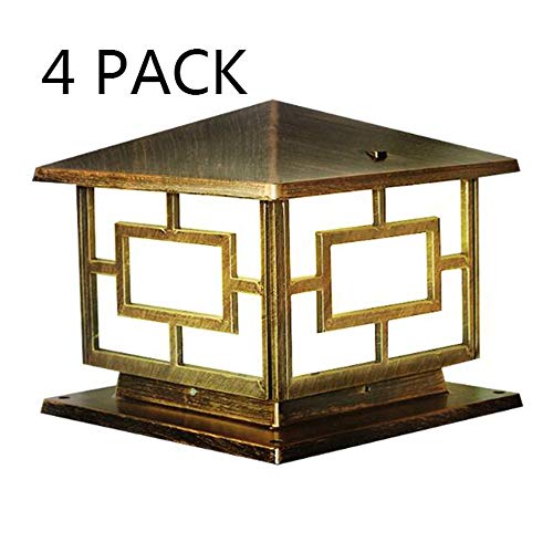 ZTWQWERT Antique Minimalist Outdoor Pillar Lamp, Outdoor Waterproof Round Pillar Lamp, Frosted Glass Lampshade, Aluminum Lamp Body (excluding Bulb) (Color : 4pack, Size : 50cm)