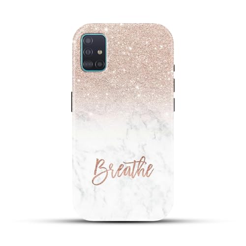 Image of COLORflow Back Cover Compatible with Samsung Galaxy A71 | (Best for Girls) Quotes (Breathe) Marble | Designer Printed Glossy Armoured Bumper Back Cover Compatible with Samsung Galaxy A71
