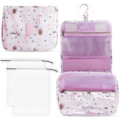 MAGUEZ Neceser Impermeable Mujer Neceser Mujer Bolso Maquillaje Bolsa de Aseo para Viajes, Compacto, con Bolsas de Almacenamiento de Regalo, Ideal como Accesorios de Viajes (Flamingo Rosa)