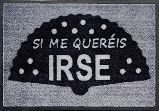 PASO - Felpudos Entrada a casa Originales y Divertidos - Alfombra Friki para Interior y Exterior – Fibra 100% Poliamida y Base Antideslizante - Frases ingeniosas: SI ME QUERÉIS IRSE (Gris, 40x70)