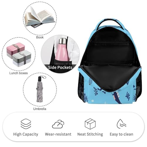Scuba Diving Pattern Travel Backpack Casual Daypack Shoulder Bag with Adjustable Shoulder Straps3