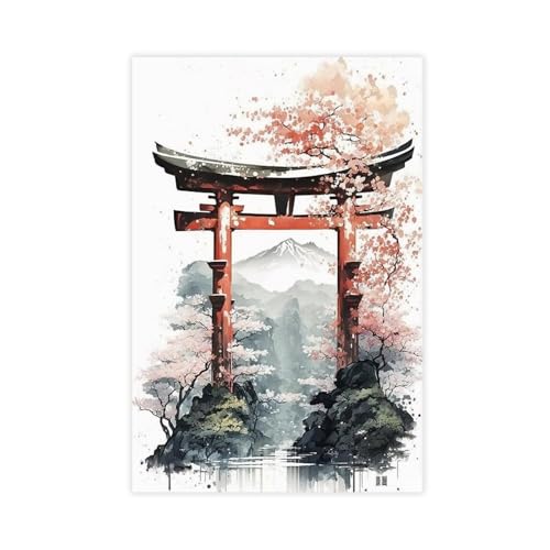 Porte de Torii poster sur toile 60 x 90 cm une idée cadeau originale pour chambre