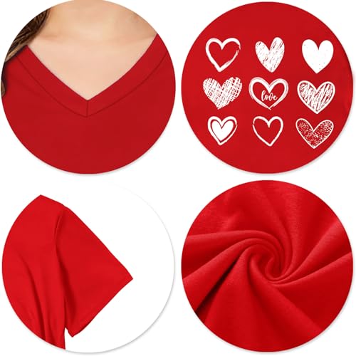 Image of LAZYCHILD Kids Valentine Shirt Girls Valentines Day Shirts Heart Graphic Long Sleeve Striped Tee Tops 5-14 Years