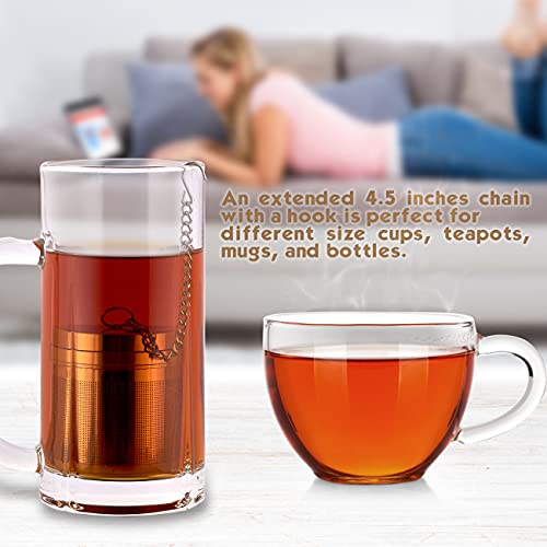 Tea Infuser, Tea Strainers For Loose Tea 304 Stainless Steel Fine Mesh Tea Steeper With Extended Chain Hook To Brew Loose Leaf Tea, Tea Strainers 210601-1 #TOP3